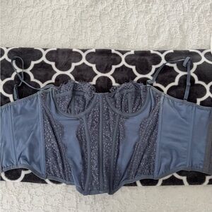 Urban Outfitters Lace Corset Top in Blue